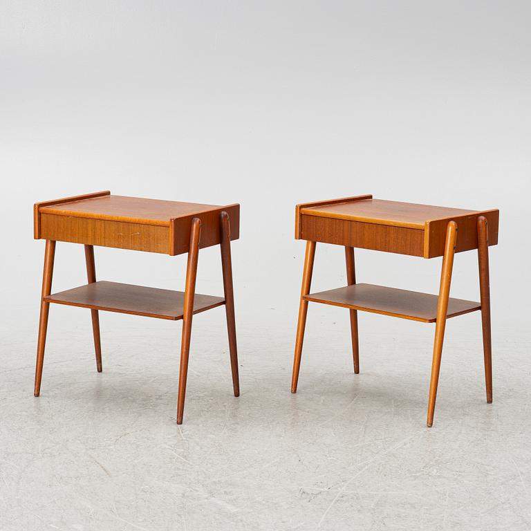 A pair of bedside tabled, AB Carlströms & co Möbelfabrik, Sweden, mid20th century.