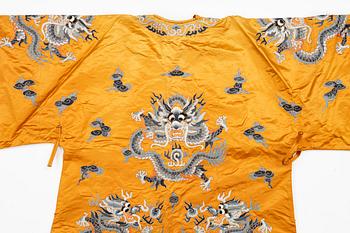 A Chinese embroidered silk robe, 20th century.