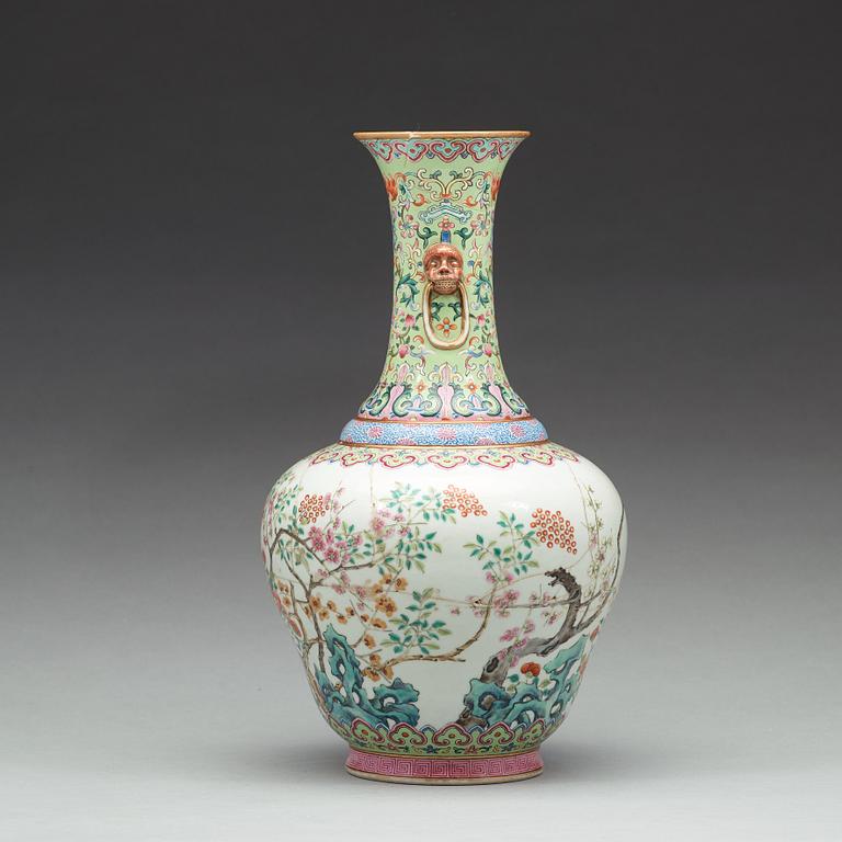 A famille rose vase, Qing dynasty, Jiaqing mark and period (1896-1820).