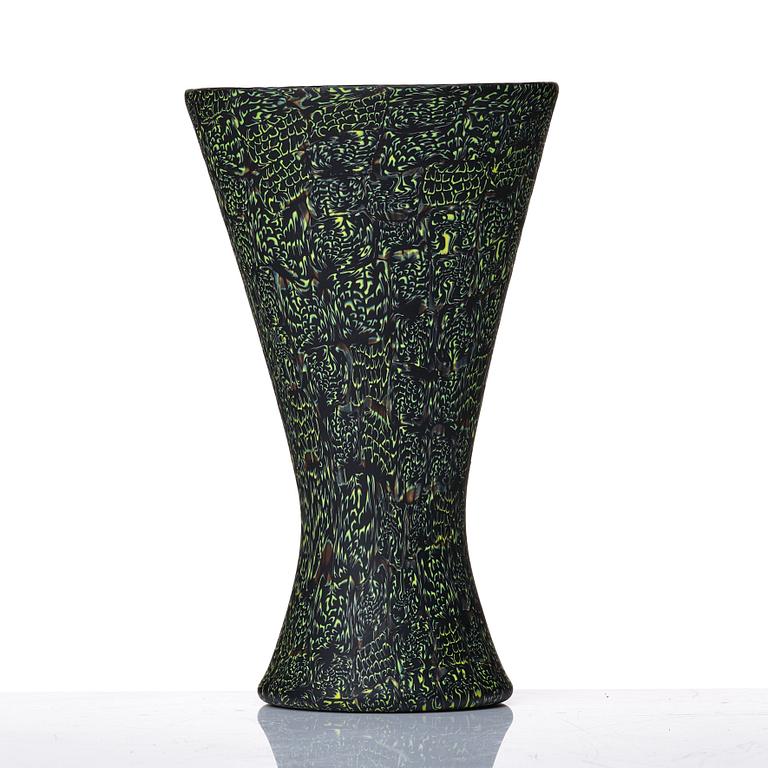 Paolo Venini, a black and yellow 'Mezzaluna Murrine' vase, Venini Italy 1950s.