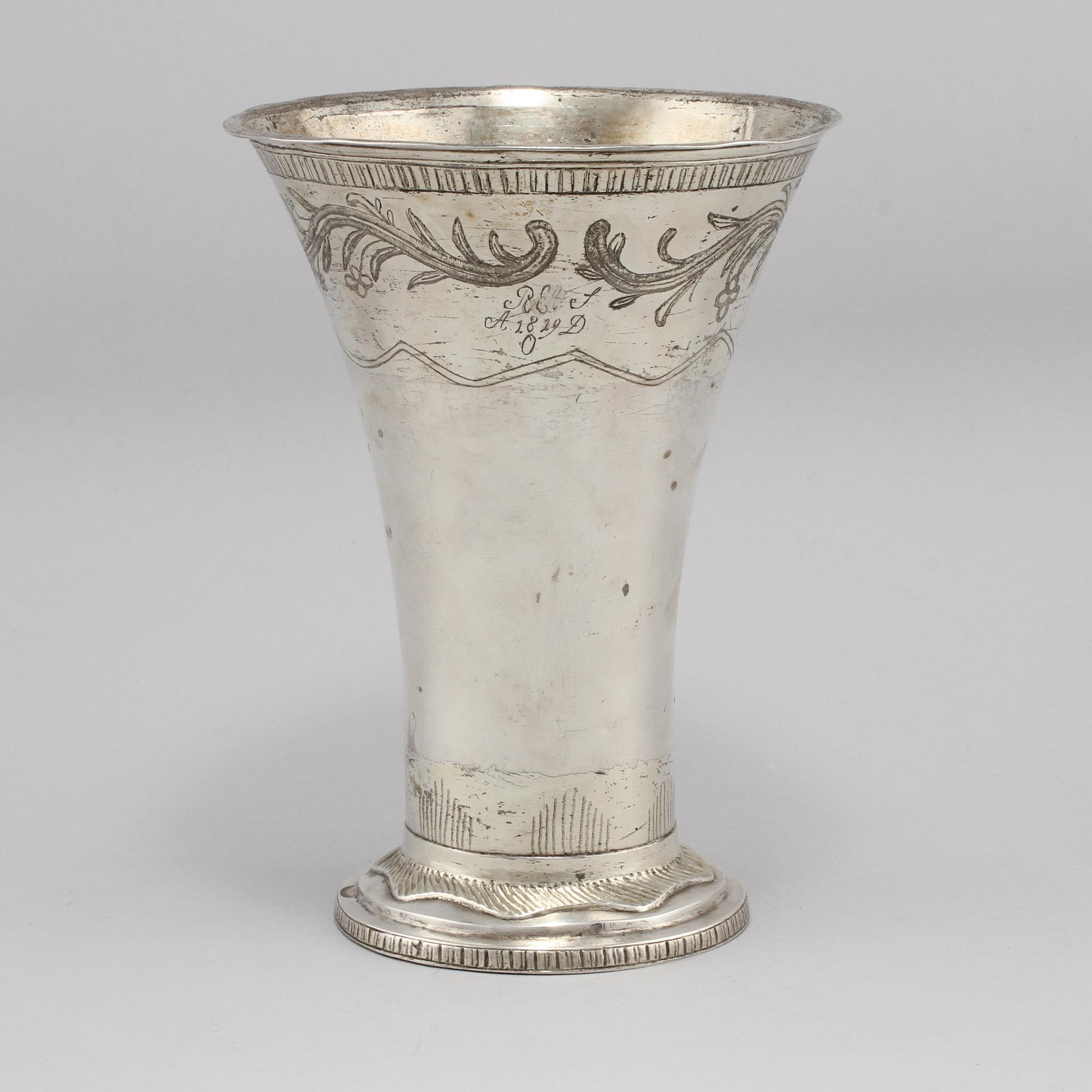 BÄGARE, silver, Anders Risén (1799-1825), Göteborg. Vikt 510 g.