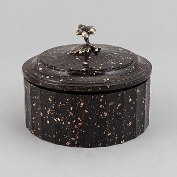 A Swedish Empire 19th century porphyry butter box.