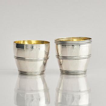A Swedish 19th century double beaker, silver, marks of Peter Holmberg, Örebro 1854.