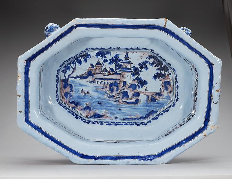 A massive German faience wine cooler, 18th Century.