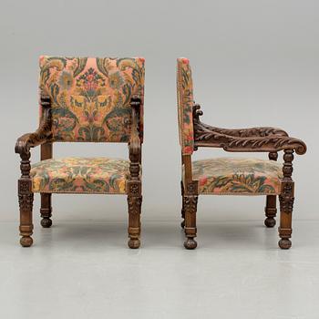 KARMSTOLAR, ett par, barockstil, 1900-talets första hälft.