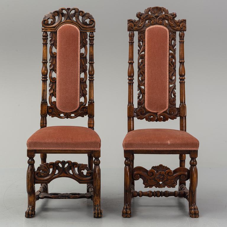 A dining table and eight chairs, Baroque and baroque style, 20th century and older.