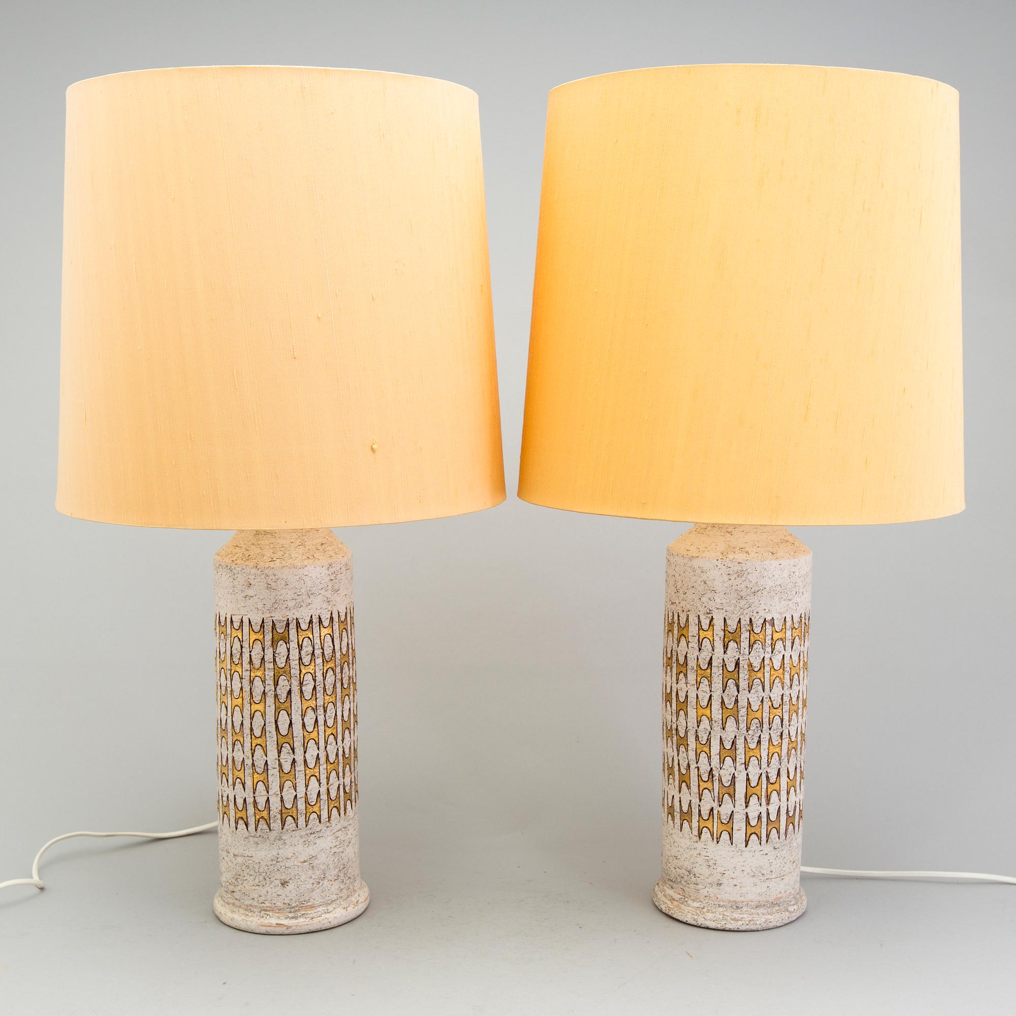 A pair of 1960s Bitossi earthen wear table lamps, Bergboms.