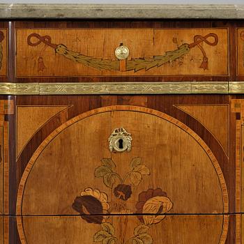 A Gustavian marquetry and gilt brass-mounted commode attributed to J. Hultsten (master in Stockholm 1773-94).
