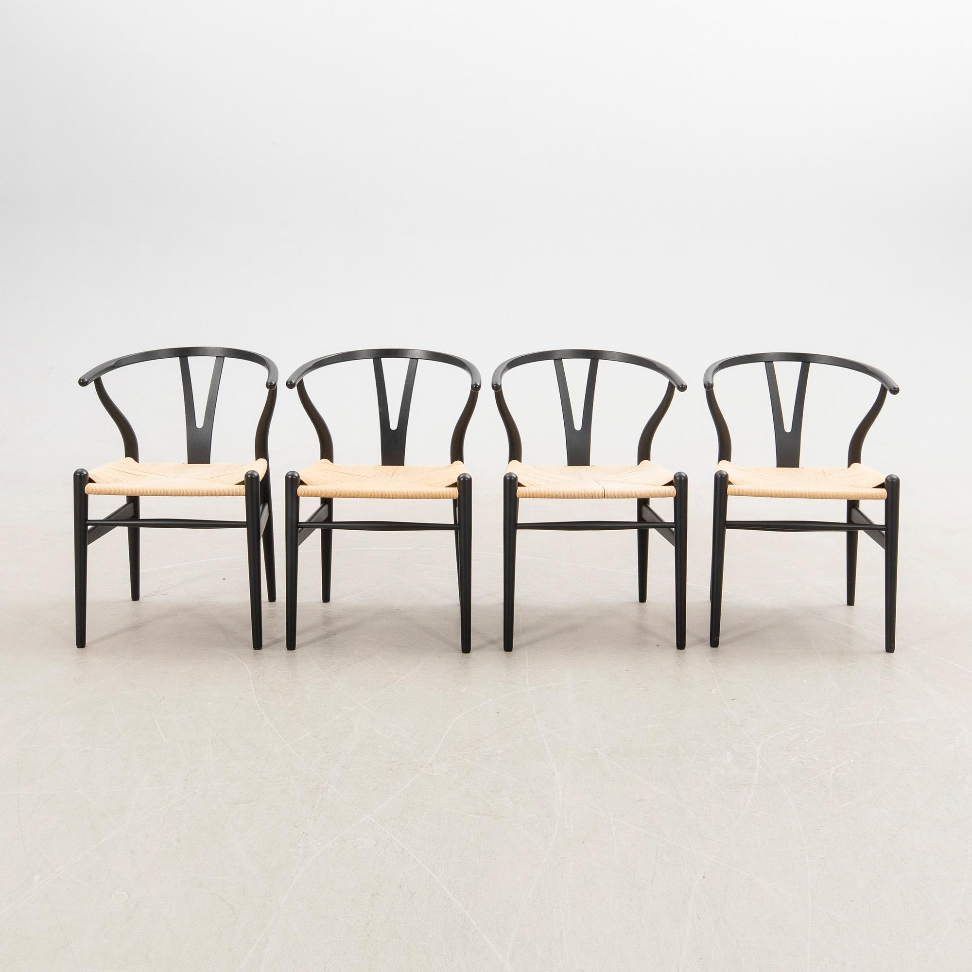 Hans J. Wegner, Chairs, 4 pcs, CH-24 "The Y Chair" Carl Hansen & Son Denmark 21st century.