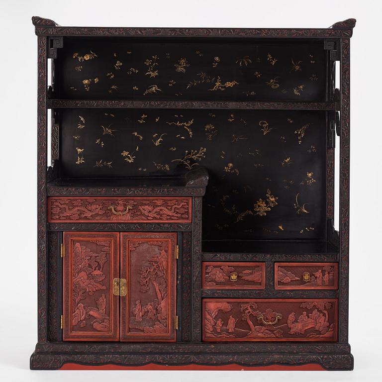 A lacquer display cabinet, late 19th Century.