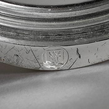 KANDELABRAR, ett par, vitmetall, Würtembergische Metallwaren Fabrik (WMF) Tyskland, omkring 1900-talets mitt.