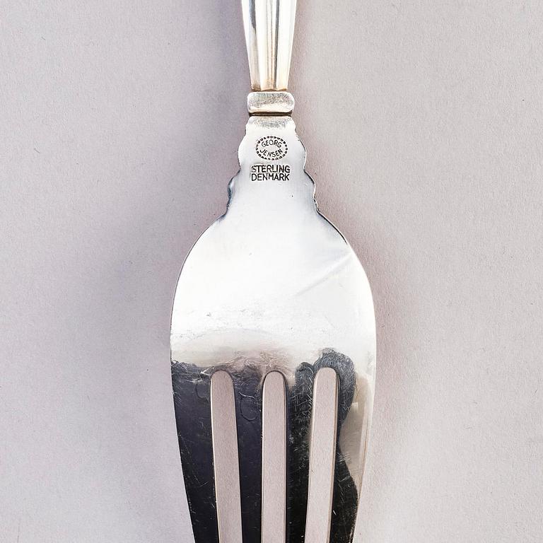 Johan Rohde, a set of 95 pieces of 'Konge/Acorn' sterling silver and stainless steel flatware, Georg Jensen, Copenhagen, post 1945.