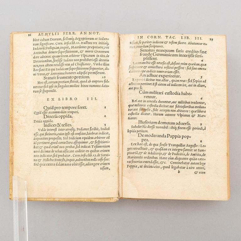 BOOK, Tacitus, with commentaries, three imprints 1541-42.