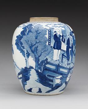 A blue and white jar, Qing dynasty, 19th Century.