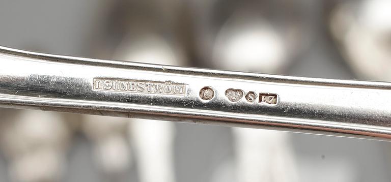 PARTI BESTICK, 22 st, silver, Sverige/Finland, 1800/1900-tal.Tot. Vikt ca 1060 gram.