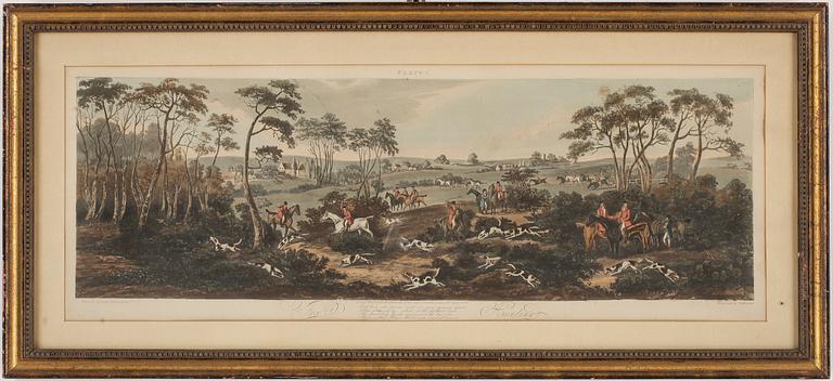 GRAVYRER, 4 st, handkolorerade, England, 1800-talets första hälft.