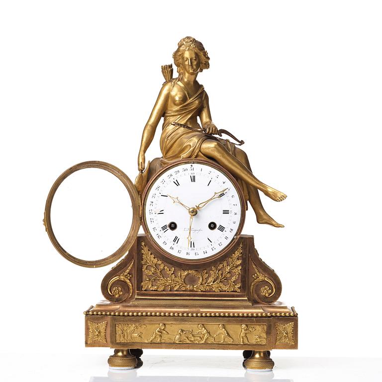 A French Empire early 18th century mantel clock by L J Laguesse.