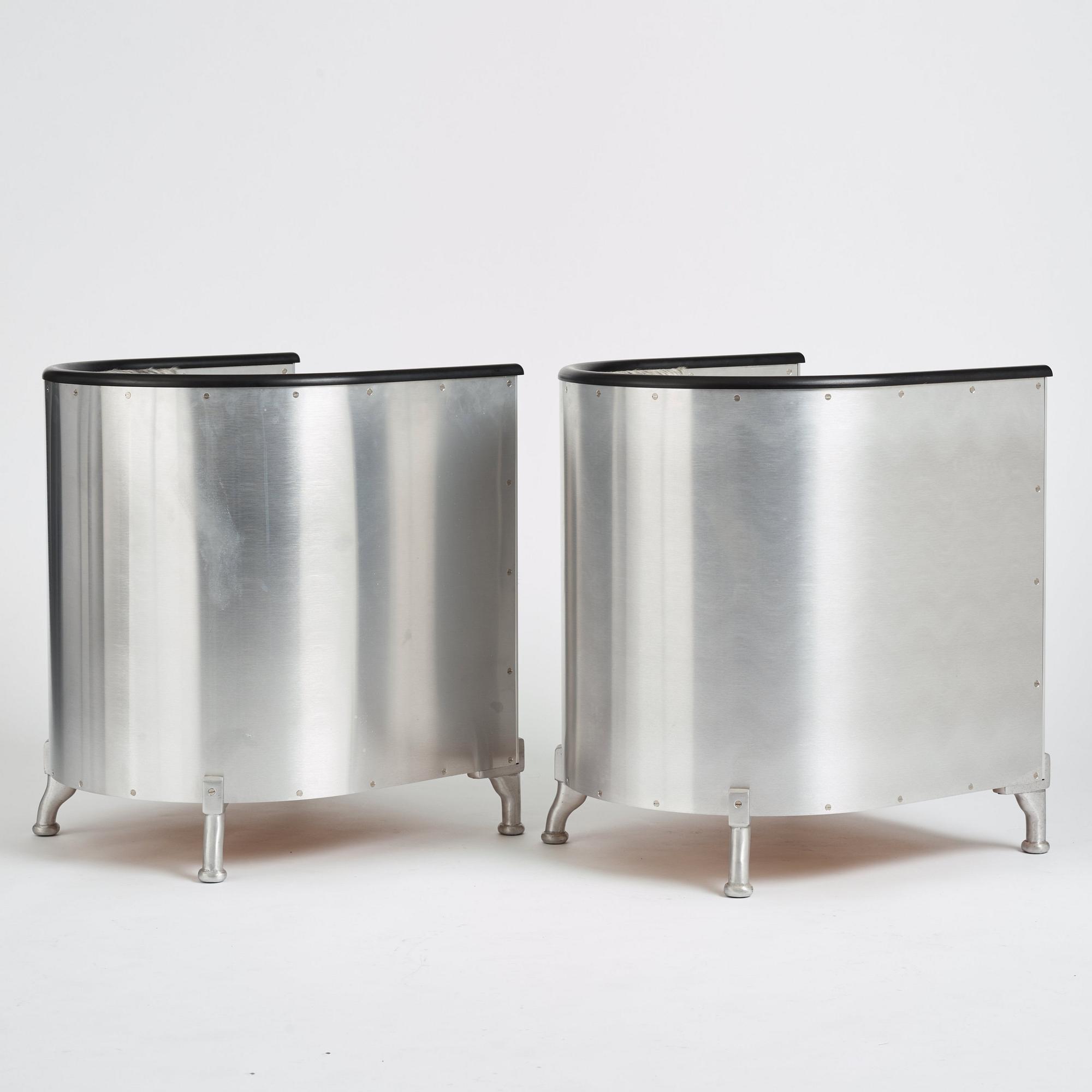 Mats Theselius, fåtöljer, ett par, "Aluminiumfåtölj", Källemo, Värnamo.