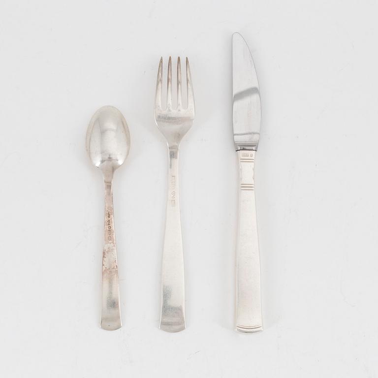 Jacob Ängman, a 27-piece silver cutlery, model 'Rosenholm', GAB, including Stockholm, 1962.