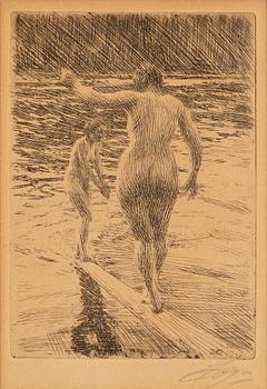 Anders Zorn,  etching, 1919, signed.