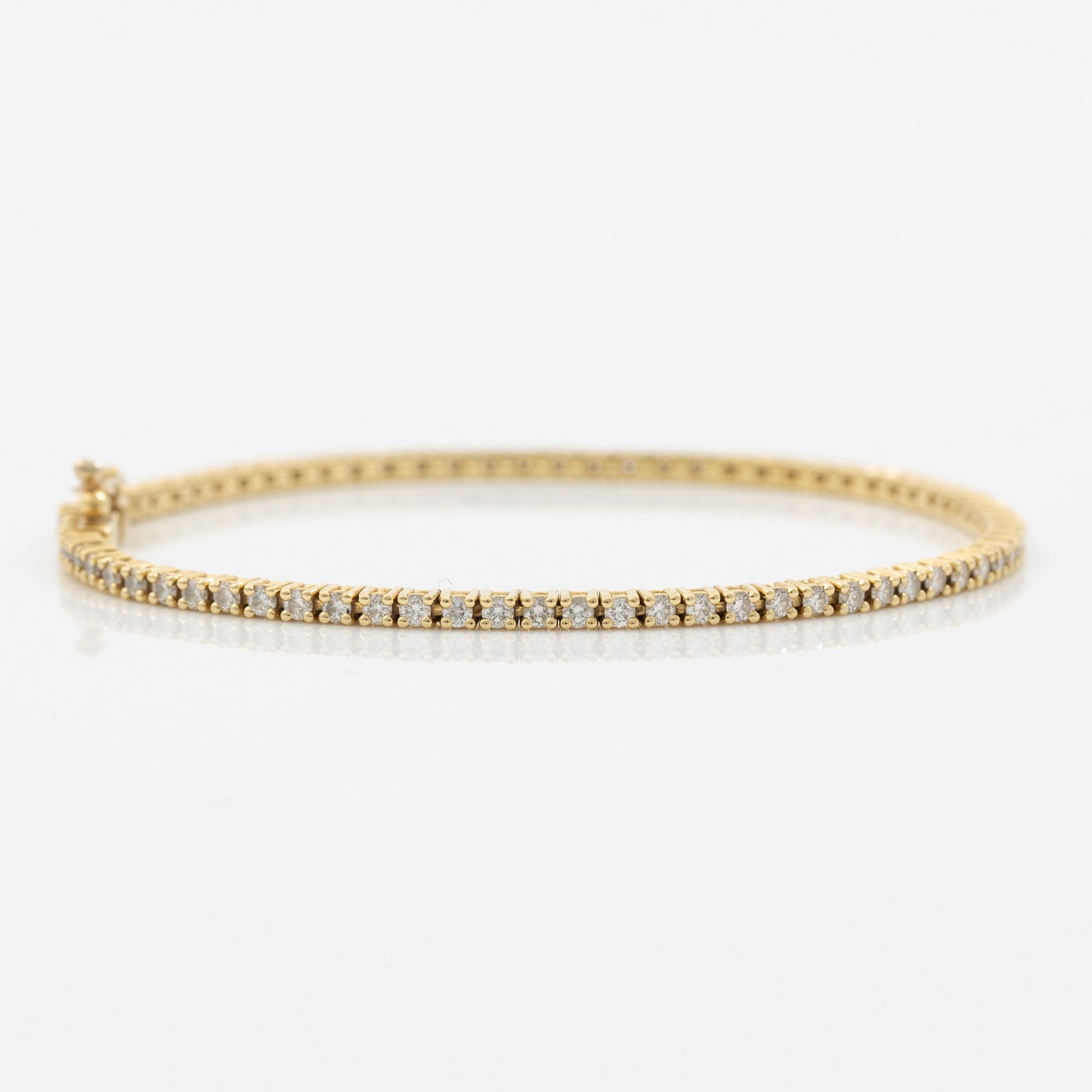 Tennis bracelet, 18K gold with brilliant-cut diamonds, total approx. 1.54 ct.