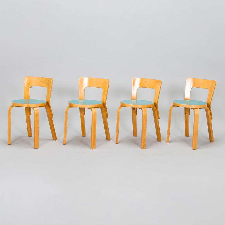 Alvar Aalto, A mid-20th century drop leaf table and chairs for O.Y. Huonekalu-ja Rakennustyötehdas A.B.