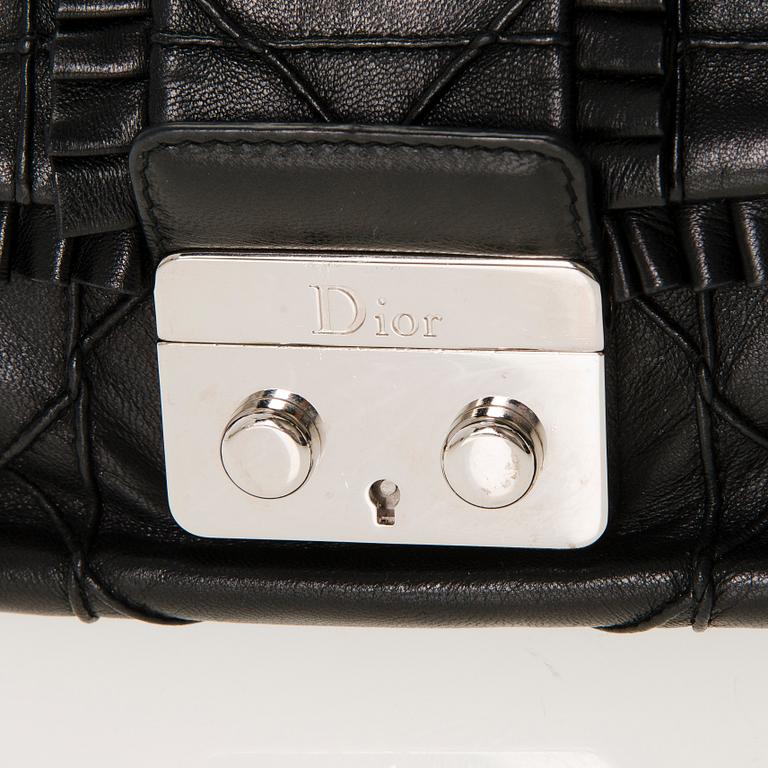 CHRISTIAN DIOR Quilted Ruffle Leather New Lock Flap Bag.