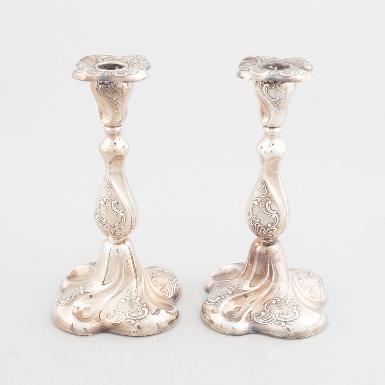 A pair of Norwegian silver candlesticks, mark of Th. Marthinsen Sølvvarefabrikk,  20th Century.