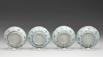 A set of nine blue and white kraak dishes, Ming dynasty, Wanli (1572-1620).