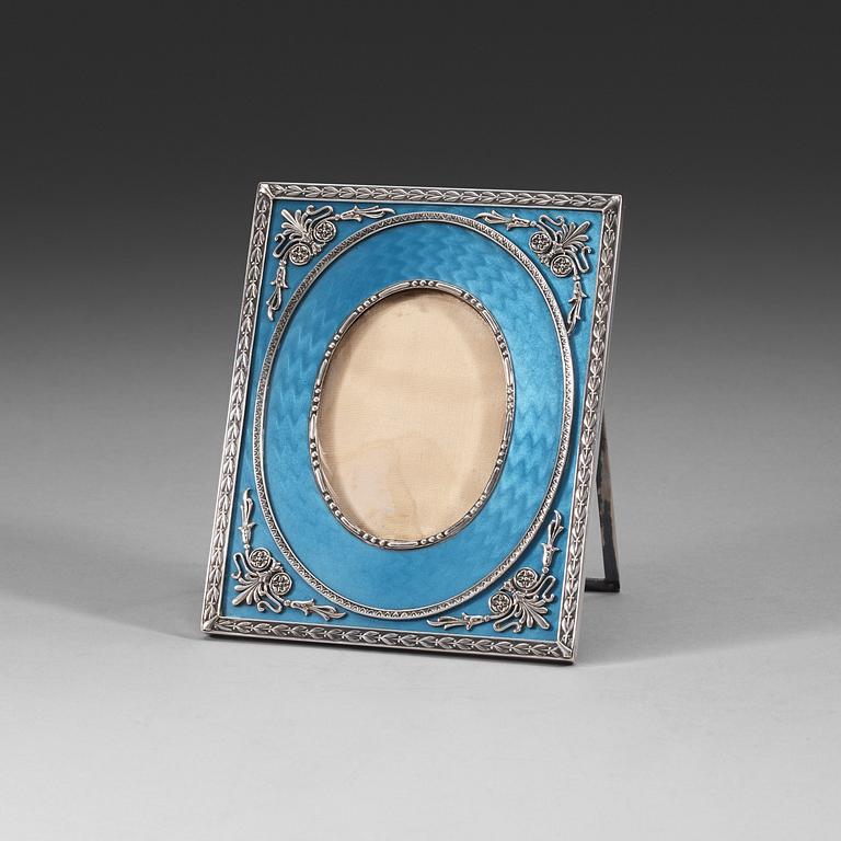 A Swedish early 20th century silver and enameld frame, marked W.A. Bolin, stockholm 1919.