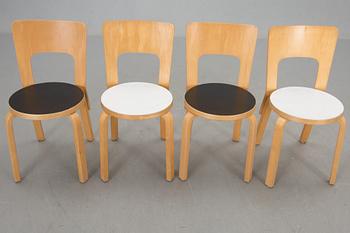 STOLAR, 4 st, Alvar Aalto, modell 66, 1900-talets andra hälft.