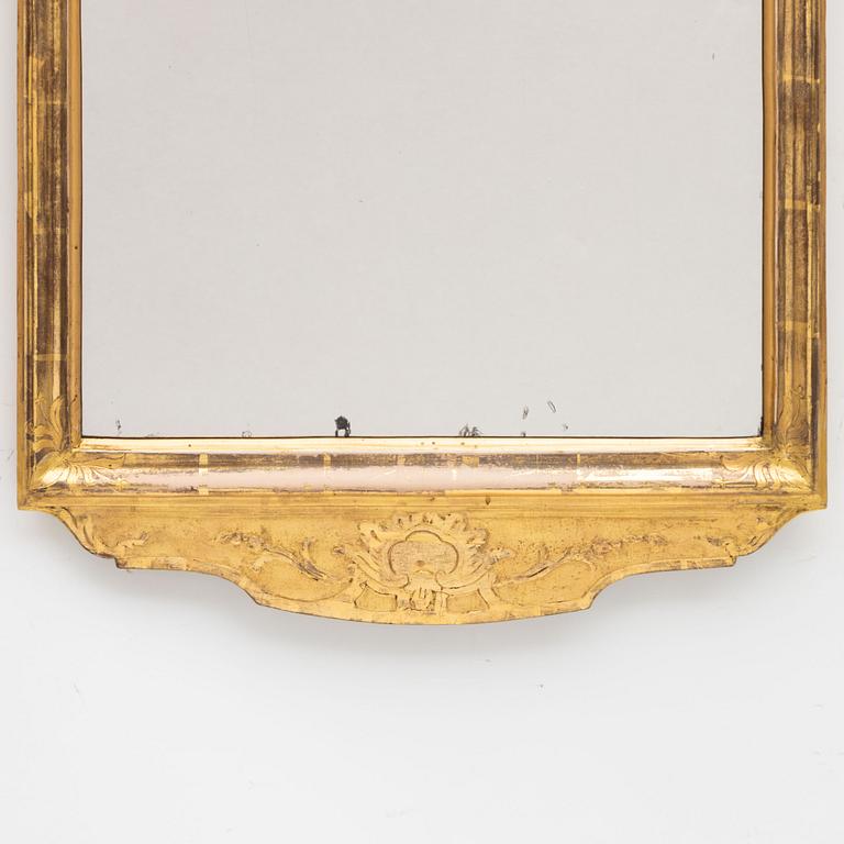 A Swedish giltwood rococo mirror, later part 18th century.