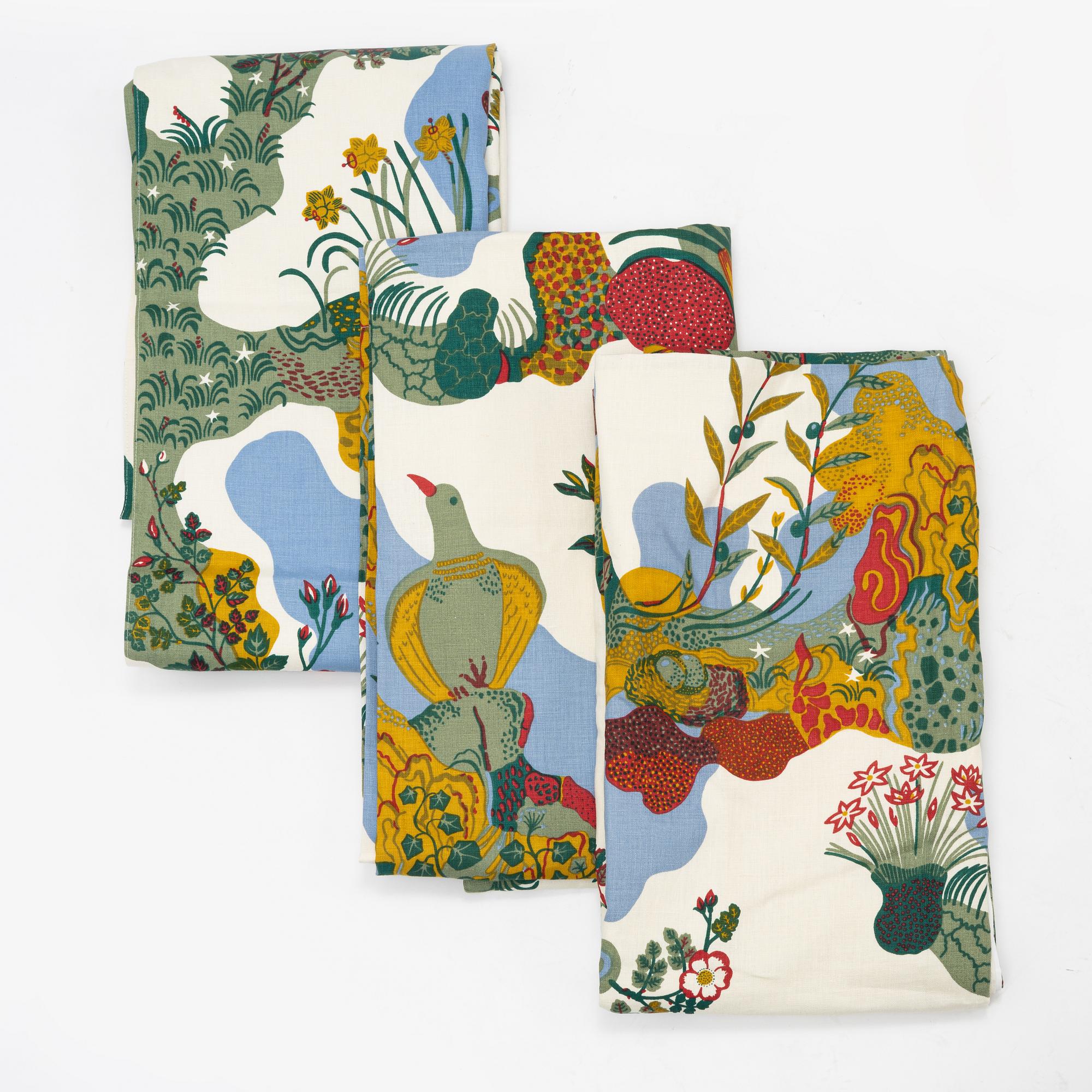 Josef Frank, three curtains, 'Anakreon', Svenskt Tenn.