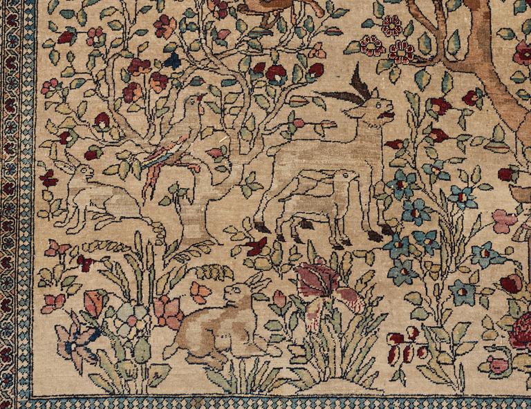 RUG, semi-antique Esfahan figural, 219 x 140,5 cm.