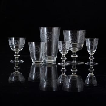 69 glasses by Edvin Ollers for Kosta, model "Elon", mid 20th century.