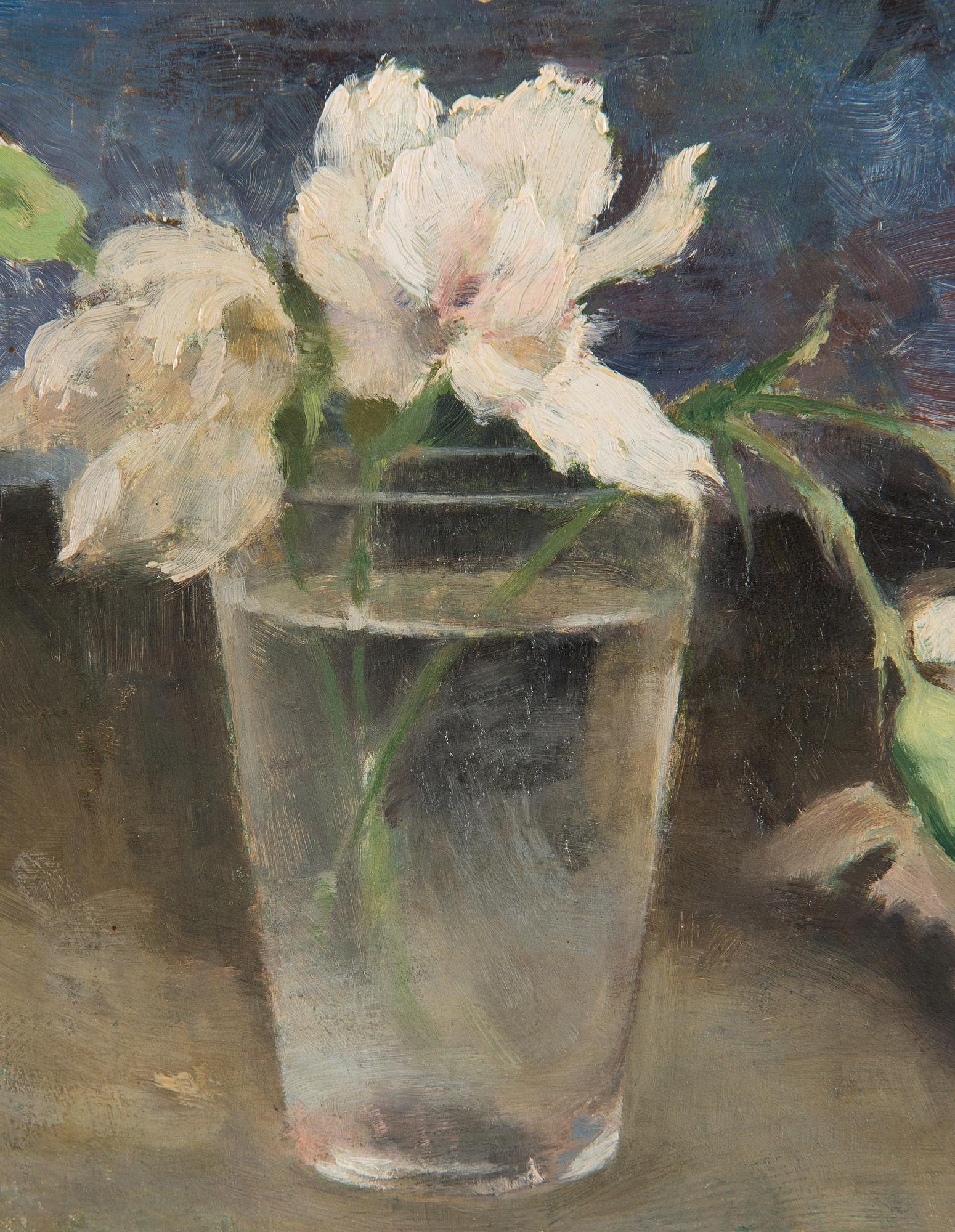 Helene Schjerfbeck, Carnations in a Glass of Water.