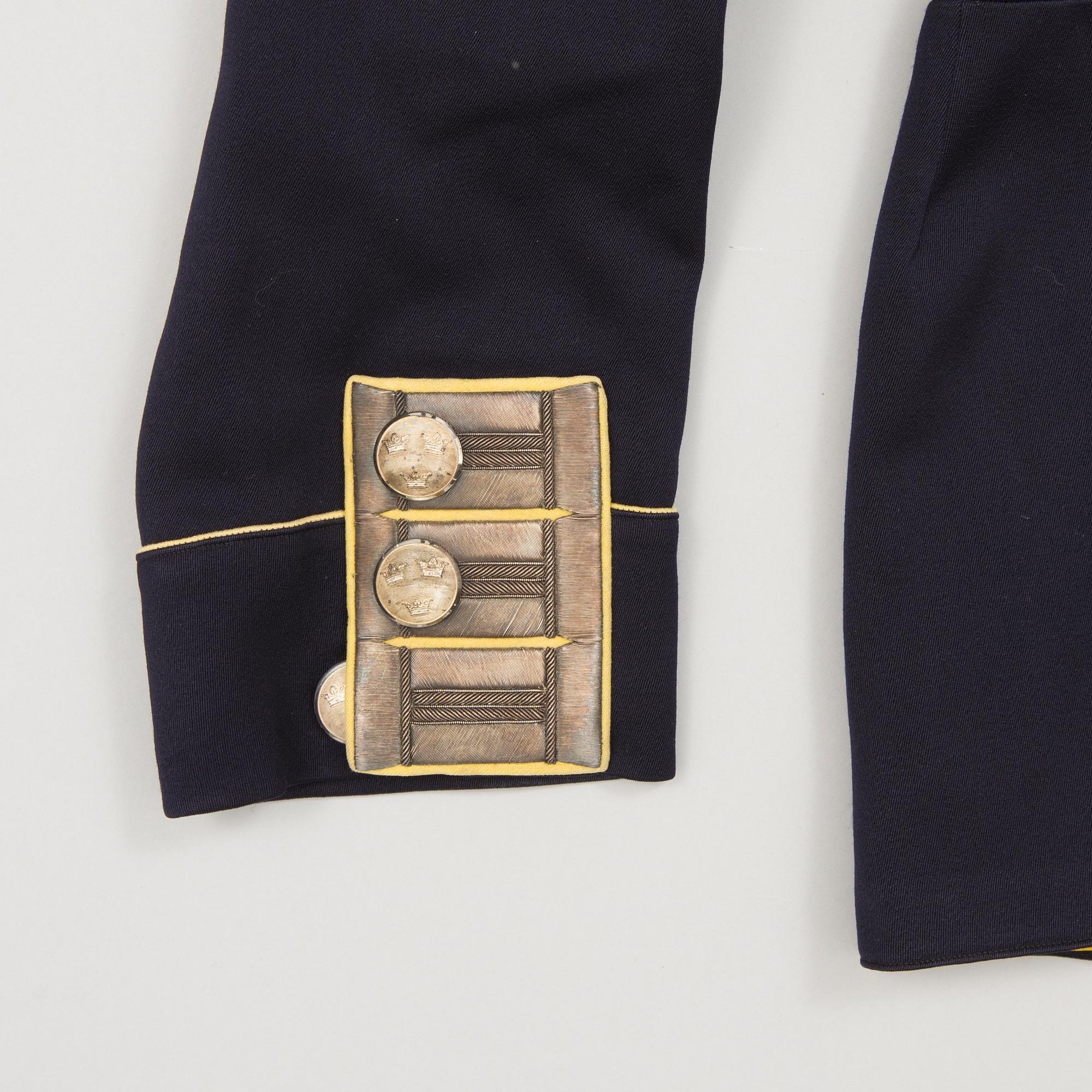 a Swedish early 20th Century four piece Swedish military uniform for captain at Svea Livgarde in Stockholm.