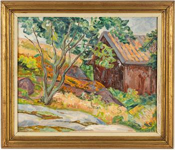 Ingrid Simonsson,  oil on paper/paper-panel, signed with monogram.