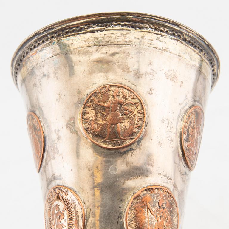 A Swedish 18th century silver coin beaker weight 140 grams.