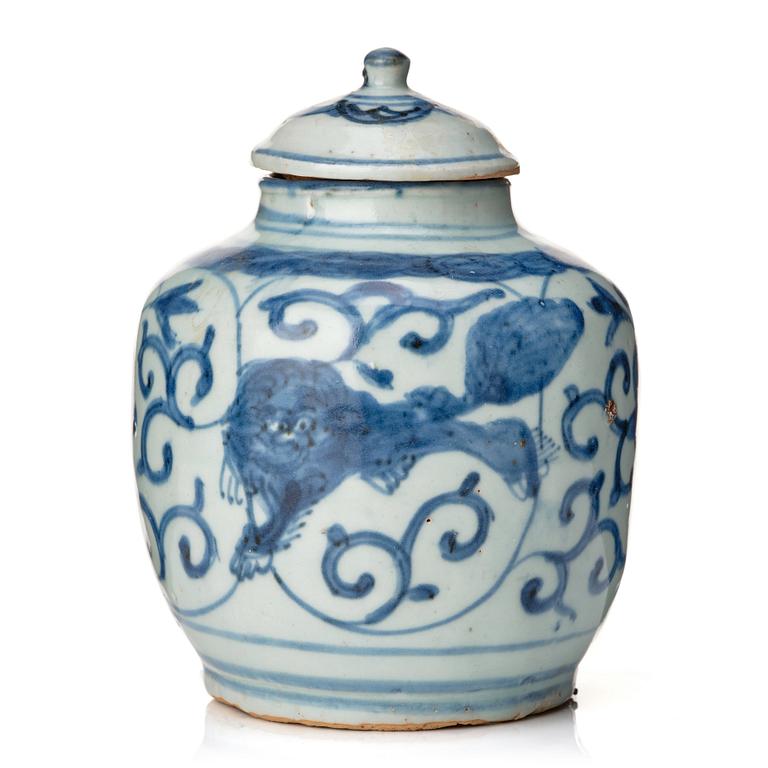 A blue and white jar, Ming dynasty (1368-1644).