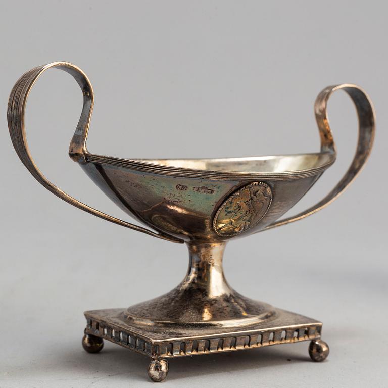 Six silver salt cellars, 19th century.
