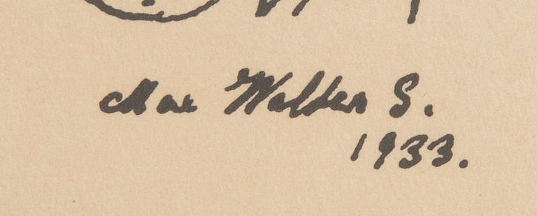 Max Walter Svanberg, tusch signerad och daterad 1933.