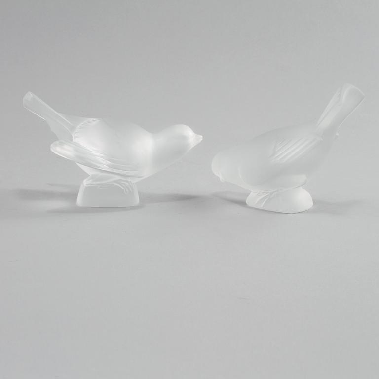 FIGURINER, 2 st, glas, Lalique, Frankrike, 1900-talets andra hälft.