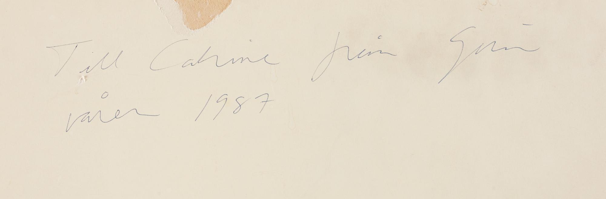 C Göran Karlsson, tempera on paper, signed and dated -87.