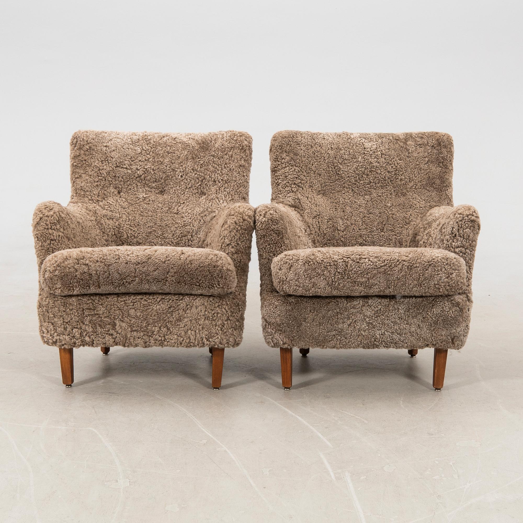 Armchairs, a pair from the 1940s.
