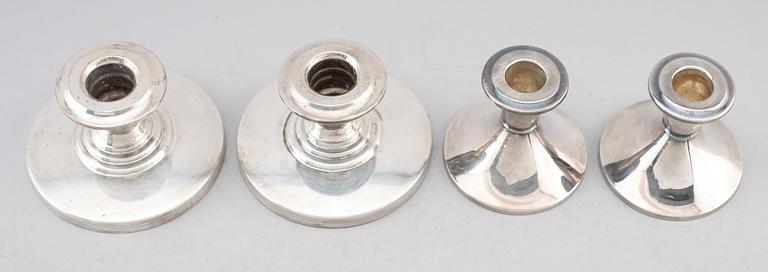 LJUSSTAKAR, 2 par, silver, 1900-talets första hälft.