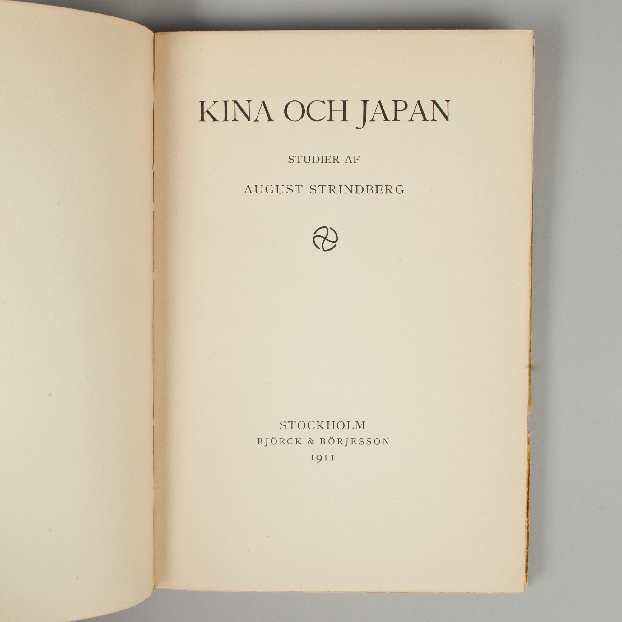 BOK, "Kina och Japan" av August Strindberg, Stockholm 1911.