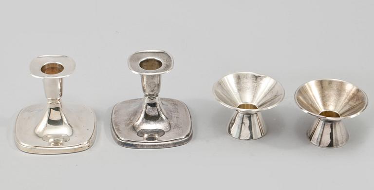 LJUSSTAKAR, 2 par, silver, Sverige, 1900-talets andra hälft.