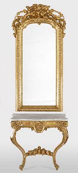 SPEGEL MED KONSOLBORD, nyrokoko, 1900-talets början.