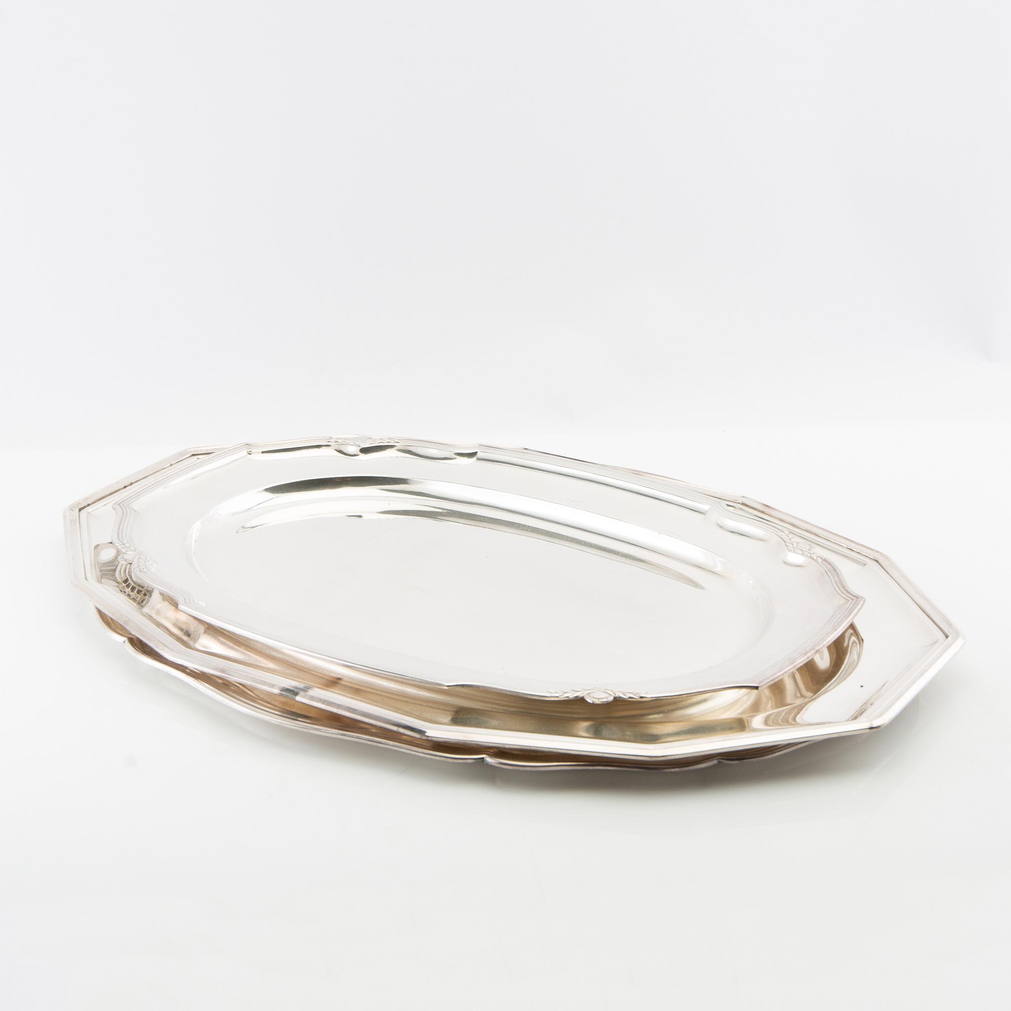 Serving dishes, 3 pieces, nickel silver, first half of the 20th century.
